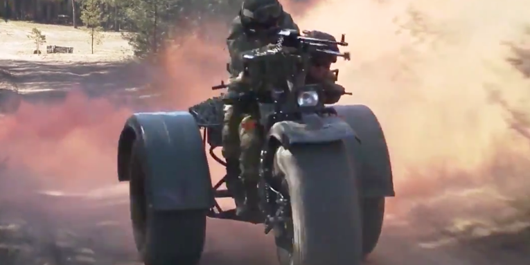 The Belarusian military is testing a three-wheeled murdercycle