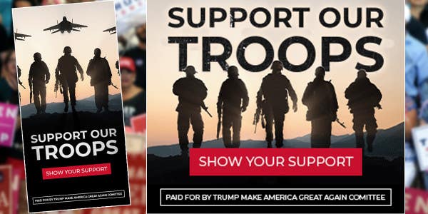Trump campaign ad urges ‘support our troops’ with a picture of Russian soldiers and jets