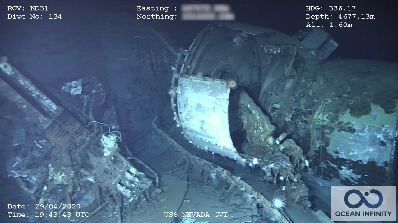 USS Nevada wreckage footage