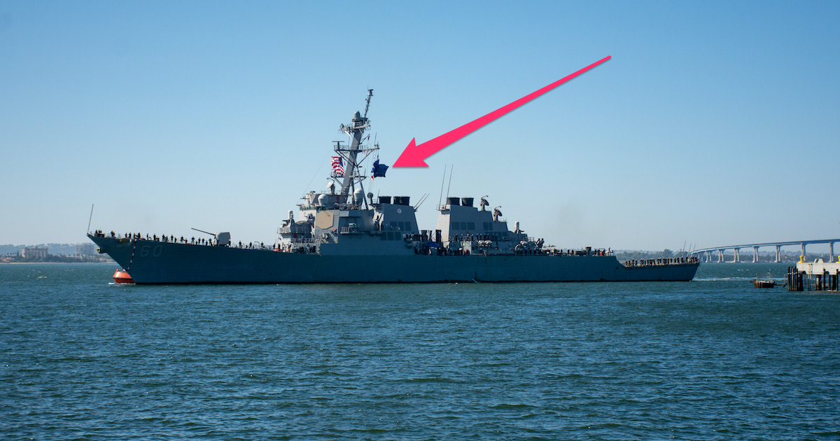 We salute the USS Paul Hamilton for flying a Revolutionary War battle flag on its way back to port