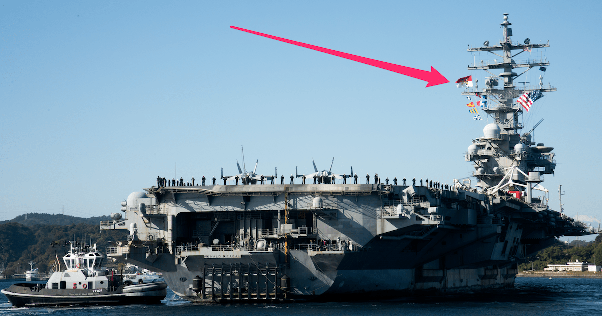 We salute the USS Ronald Reagan for rocking its battle flag on its way back to port