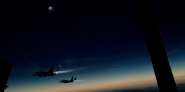 Watch 3 F-15s Literally ‘Chase The Moon’ During A Solar Eclipse