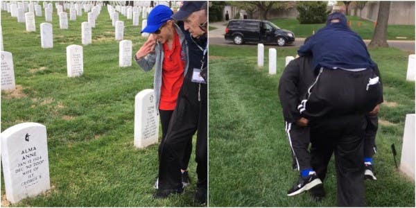 An Arlington National Cemetery Worker Carried A 96-Year-Old WWII Vet To Visit His Wife’s Grave