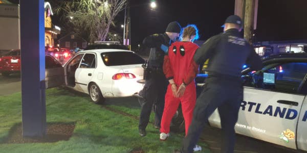 We’ve All Been This Drunk Guy Arrested In A Deadpool Onesie At Taco Bell