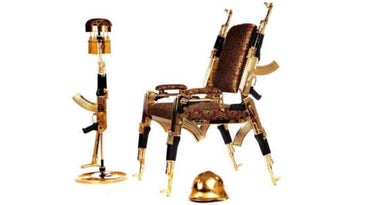 Some Guy Made A Chair Out Of Gold-Plated AK-47s