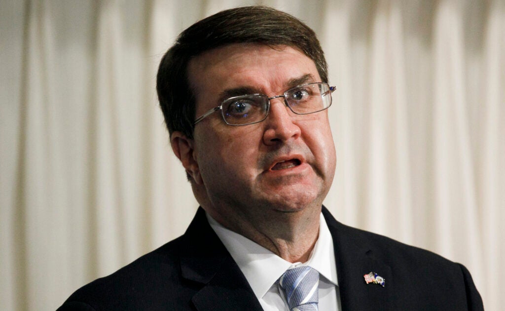 In this July 7, 2020 file photo, Secretary of Veterans Affairs Richard Wilkie speaks at the National Press Club in Washington. Confronted with a sexual assault allegation at a veterans hospital, Veterans Affairs Secretary Robert Wilkie repeatedly sought to discredit the female congressional staffer who made the complaint. His staff also worked to spread negative information about her while ignoring known problems of harassment at the facility. That's according to a blistering investigation released Thursday by VA's internal watchdog. (Associated Press/Jacquelyn Martin)