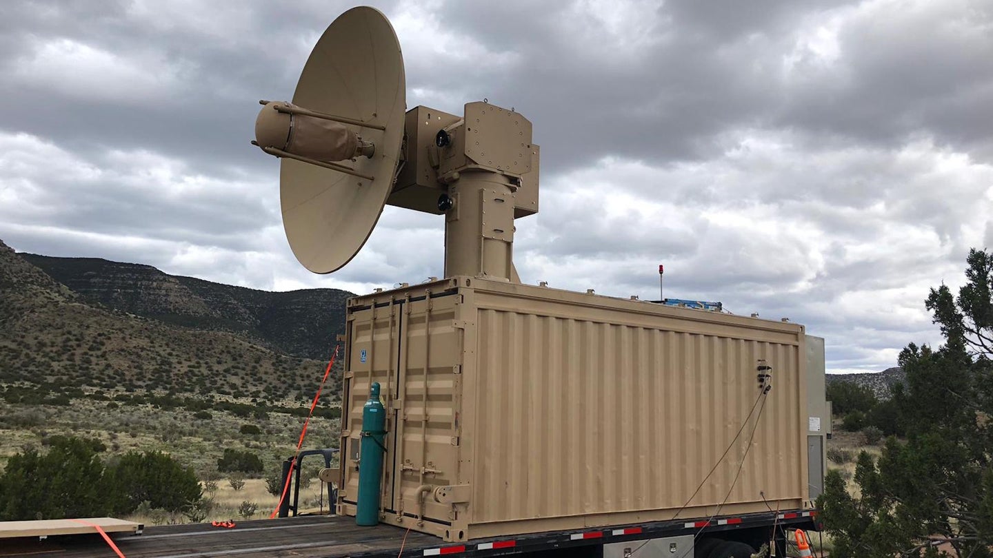 The Air Force Research Laboratory’s Tactical High Power Operational Responder developed for airbase defense. (Courtesy photo/AFRL Directed Energy Directorate)