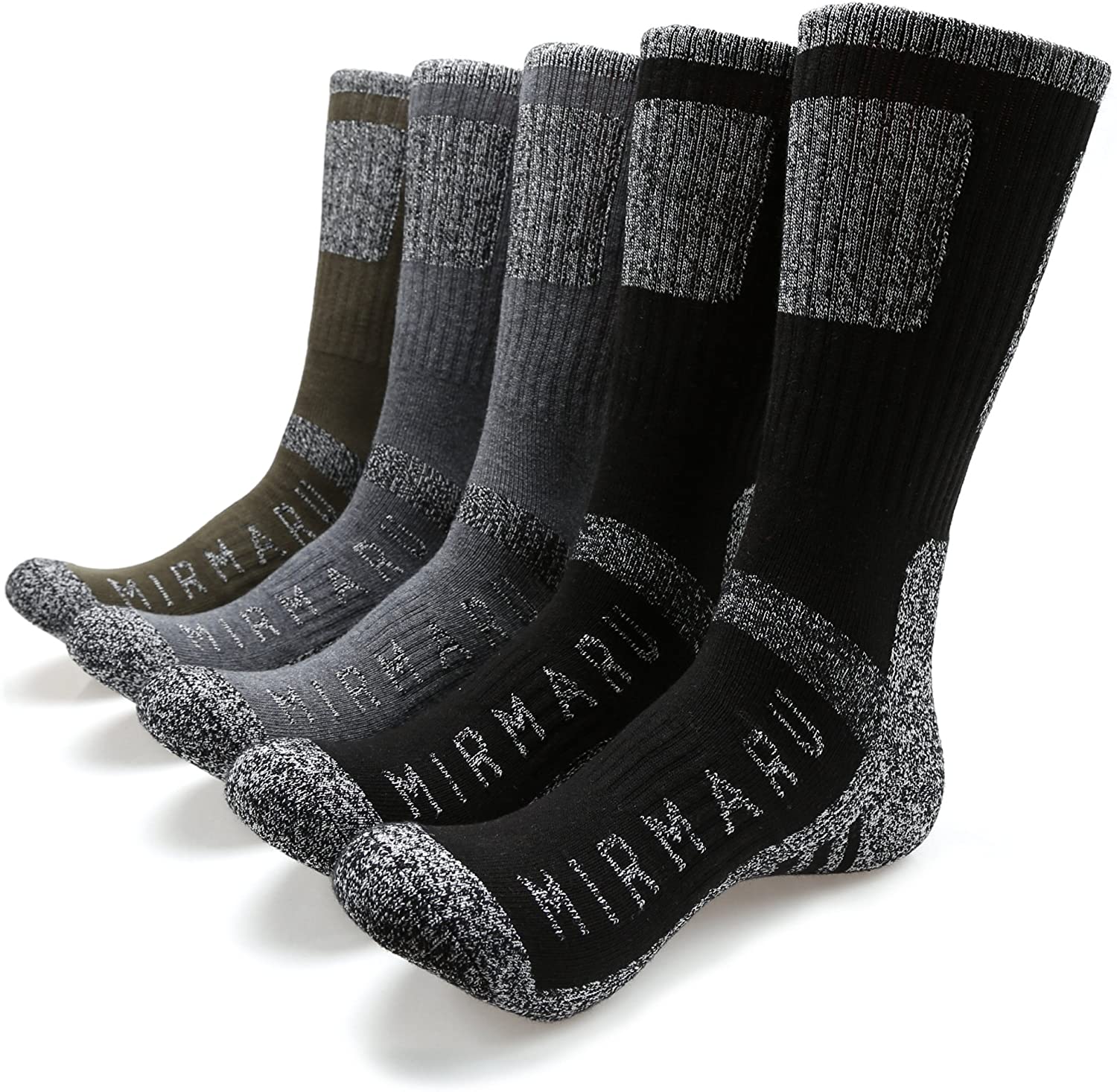 Mens Hiking Socks Work Boot Socks w/Anti-Blister-Odor Moisture Wicking Germanium & Coolmax Lite-Compression 1/2 pairs