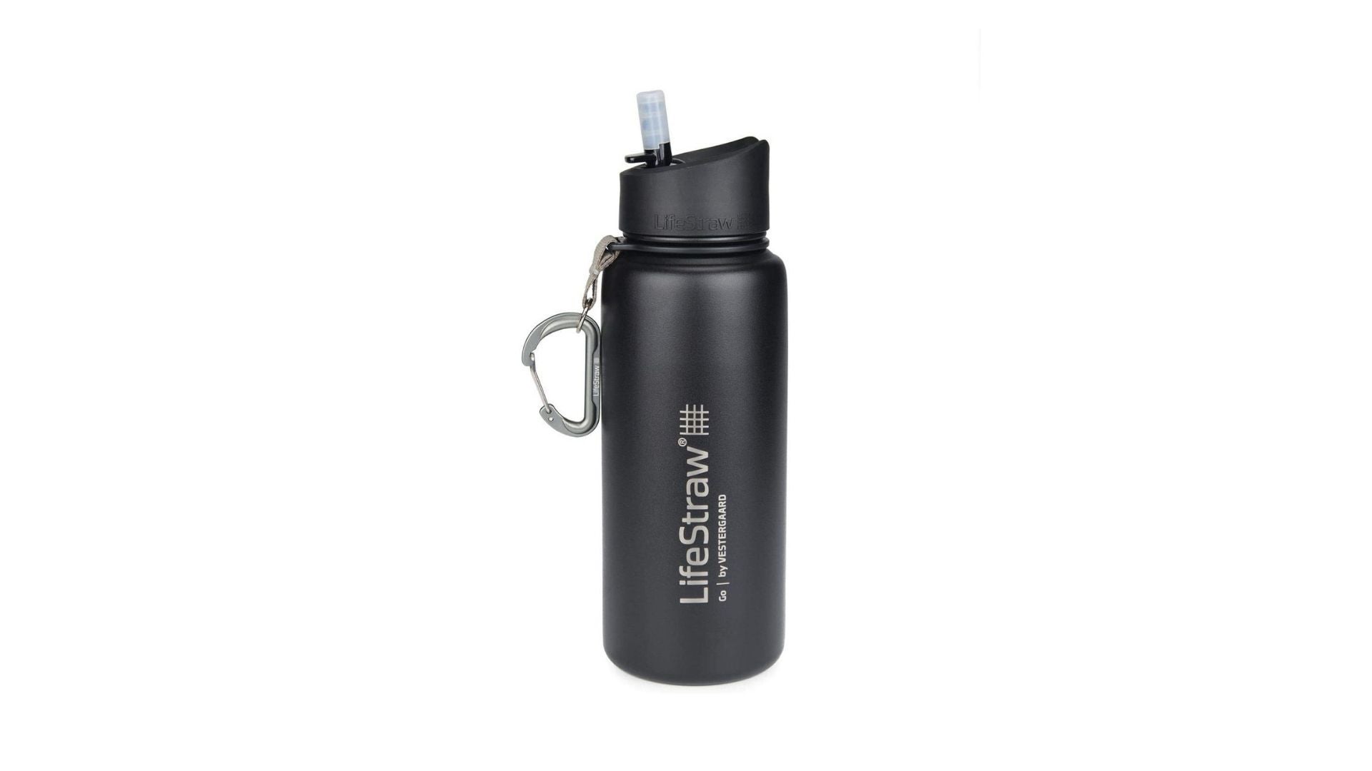 MILITARY POLICE STYLE ALUMINIUM WATER BOTTLE with CARABINA in BLACK 1000ml 