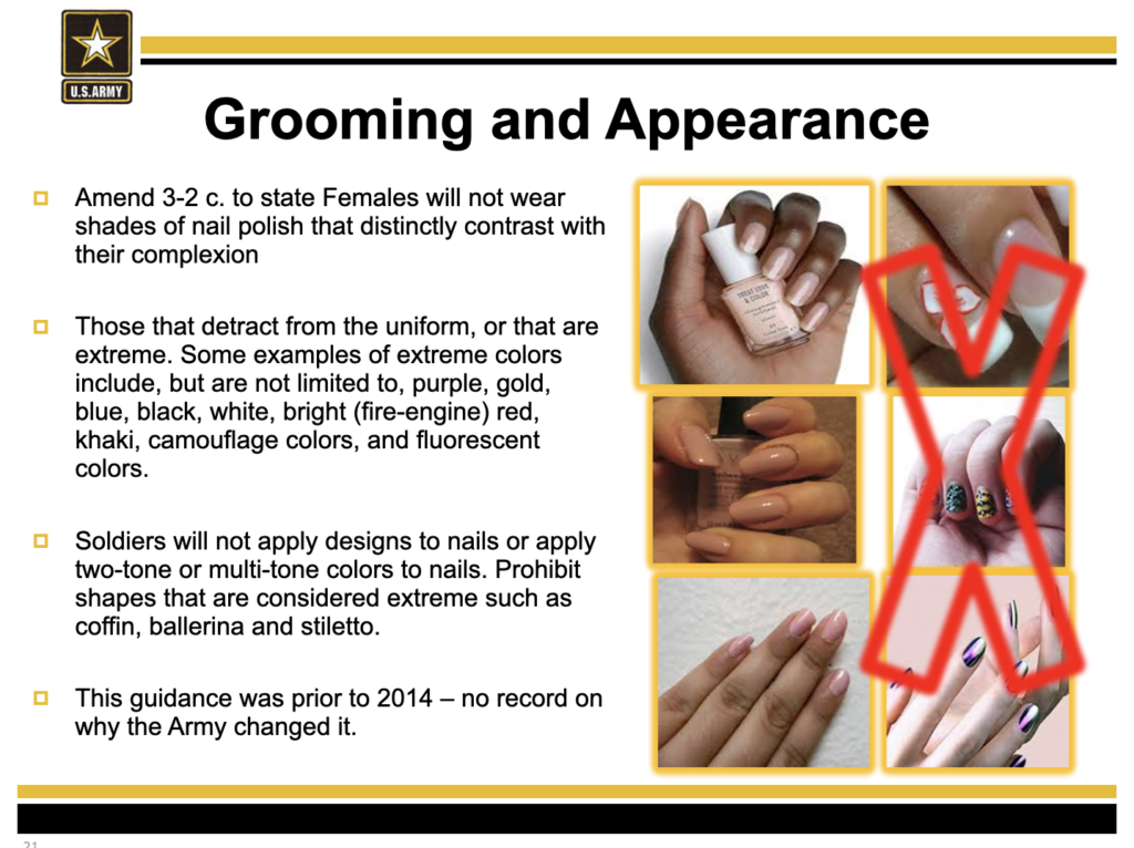 Army Regulation 670-1: Nail Color and Grooming Standards for Deployed Soldiers - wide 4