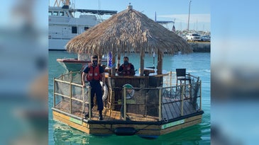 In other news, the Coast Guard has recovered a stolen tiki hut boat