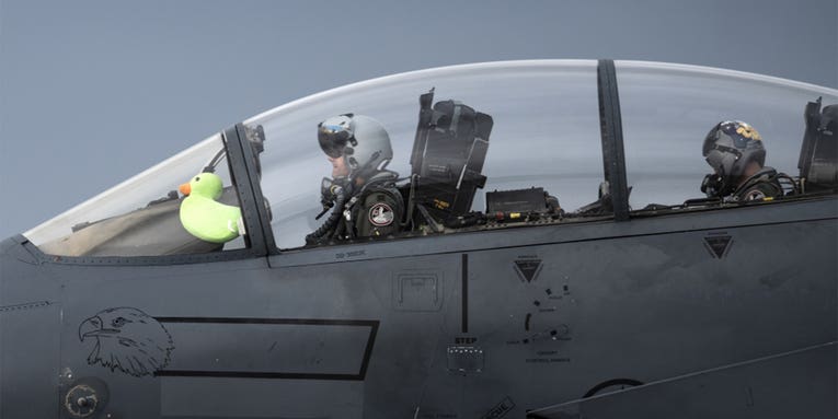 The adorable story of Scoff, the plushy ducky who flies in an F-15