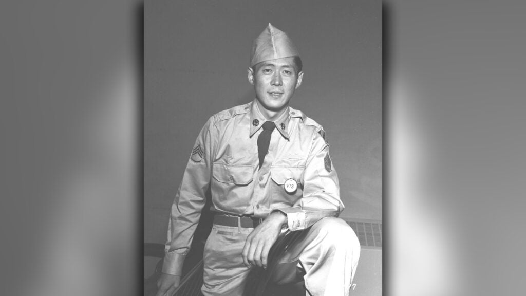 U.S. Army Staff Sergeant Hiroshi H. Miyamura, Medal of Honor recipient for combat actions near Taejon-ni, South Korea, April 24, 1951, while serving with Company H, 7th Infantry Regiment, 3rd Infantry Division. (Photo courtesy National Archives)