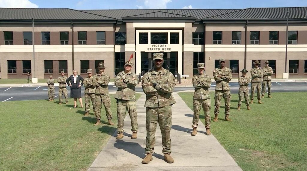 U.S. Army Training Center and Fort Jackson Commander Brig. Gen. Milford ‘Beags’ Beagle Jr., and Post Command Sgt Major Jerimiah Gan, pose with their

‘Squad’ of post headquarters support staff. Beagle and Gan posed for the photo to celebrate the diversity. ‘When I look at my team, I see the most diverse group

of individuals and I could not be more proud,’ Beagle said.