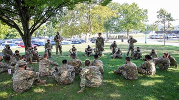 soldiers talking