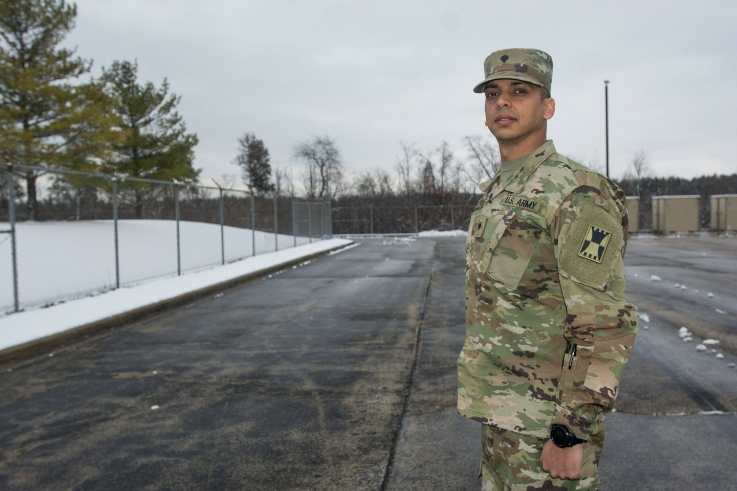 Spc. Abhinav Johri, a combat engineer (12B), at Battle Assembly with the 416th Theater Engineer Command on 4 Jan. 2020.