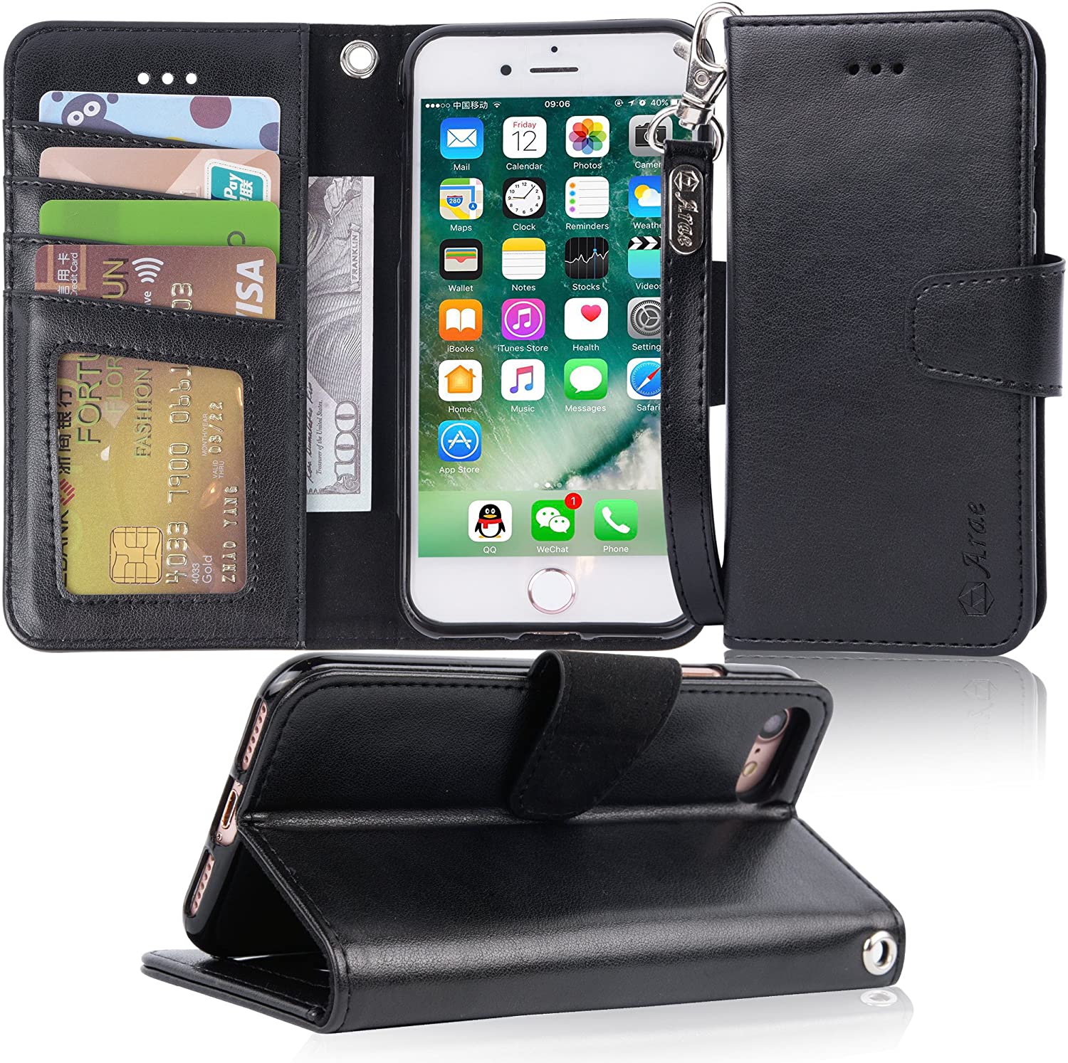 Arae PU Leather Wallet iPhone Case