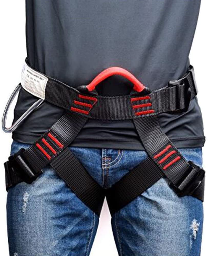 CRMENO Climbing Harness Thicken Rock Climbing Harness 31-55 Waist Safety Harness Wider Half Body Harness for Mountaineering Fire Rescuing Rock Climbing Rappelling Tree Climbing