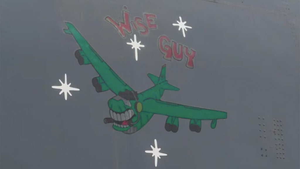 Nose art for the B-52 bomber "Wise Guy." (Air Force photo by Airman 1st Class Jesse Jenny)