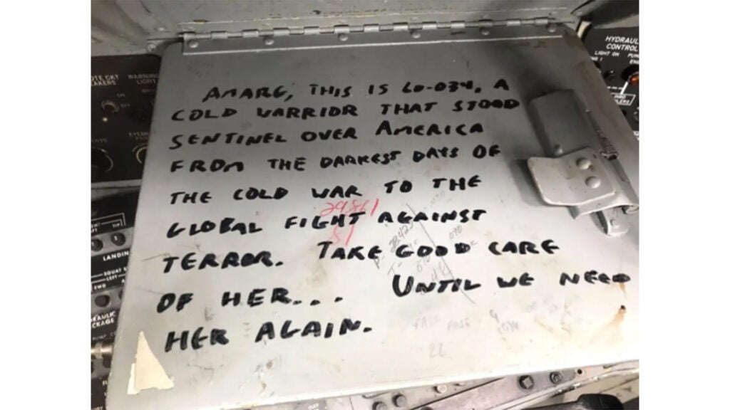 The note on the panel inside Wise Guy (Photo via The War Zone)