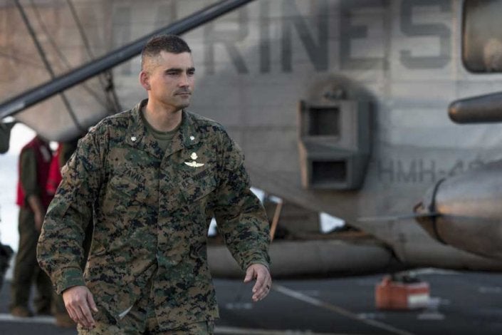 Lt. Col. Francisco Zavala, relieved for domestic violence, walks the flight deck aboard the USS Somerset, Nov. 11, 2018. (US Marine Corps/Cpl. Joseph Prado)