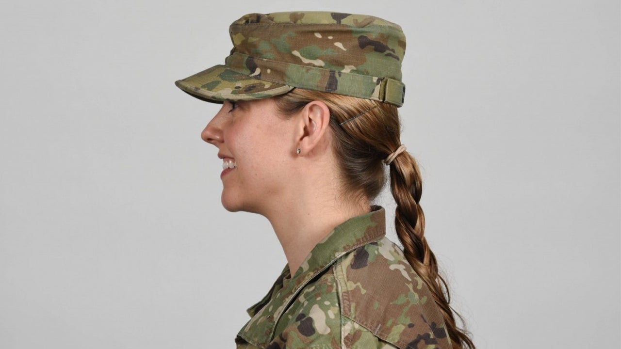 U.S. Army Soldier wearing new approved ponytail hair style. (U.S. Army )