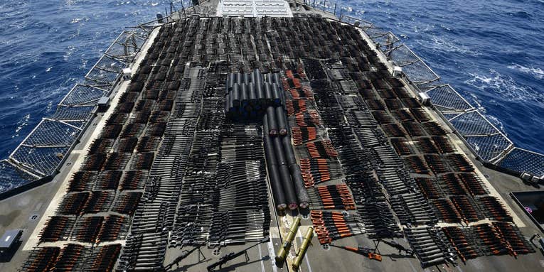 The Navy seized a small boat carrying enough weapons to invade a small country