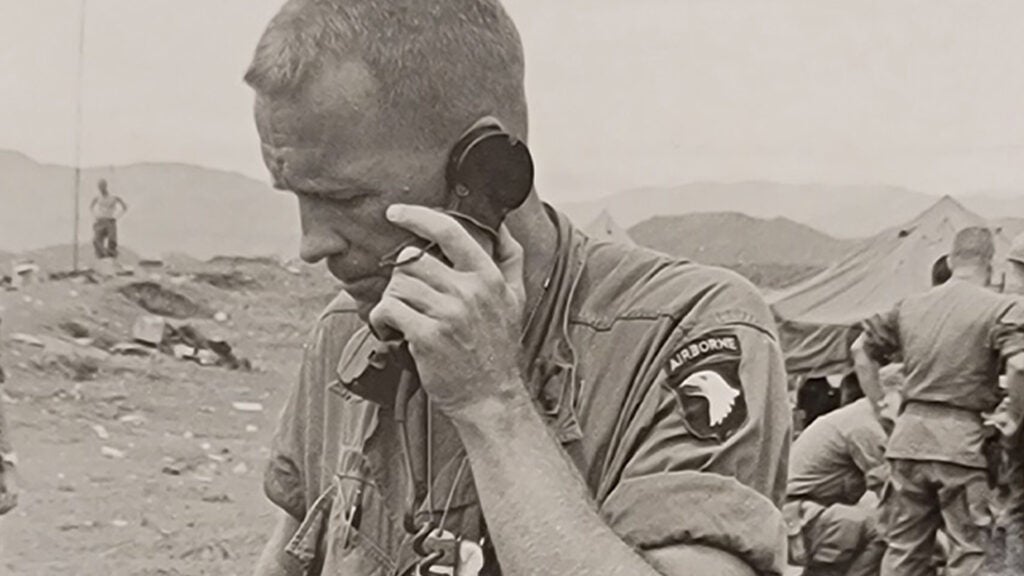 Col. Puckett on the radio in Vietnam (Photo courtesy of the Puckett Family)