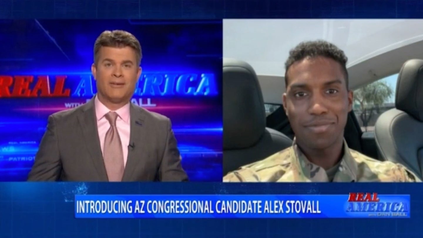 1st Lt. Alex Stovall talks with One America News Network. (Screenshot)