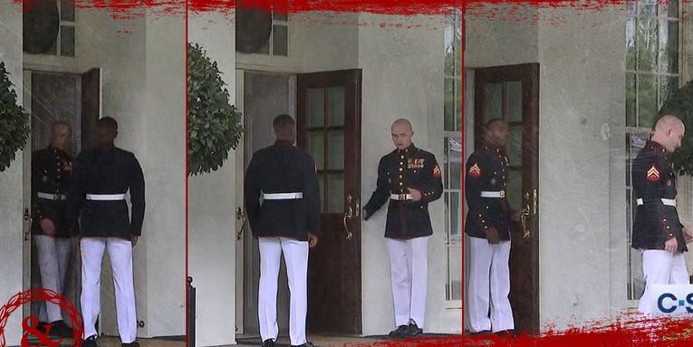 Why those US Marines were spotted opening and closing a White House door