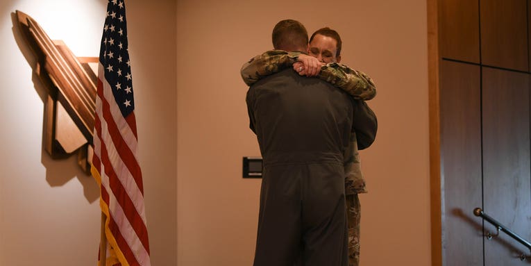 He followed his mom into the Air Force. Now he’s administering her final reenlistment oath