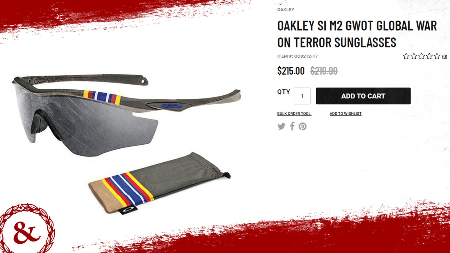 These Oakley Global War on Terror sunglasses cost $215 for some reason