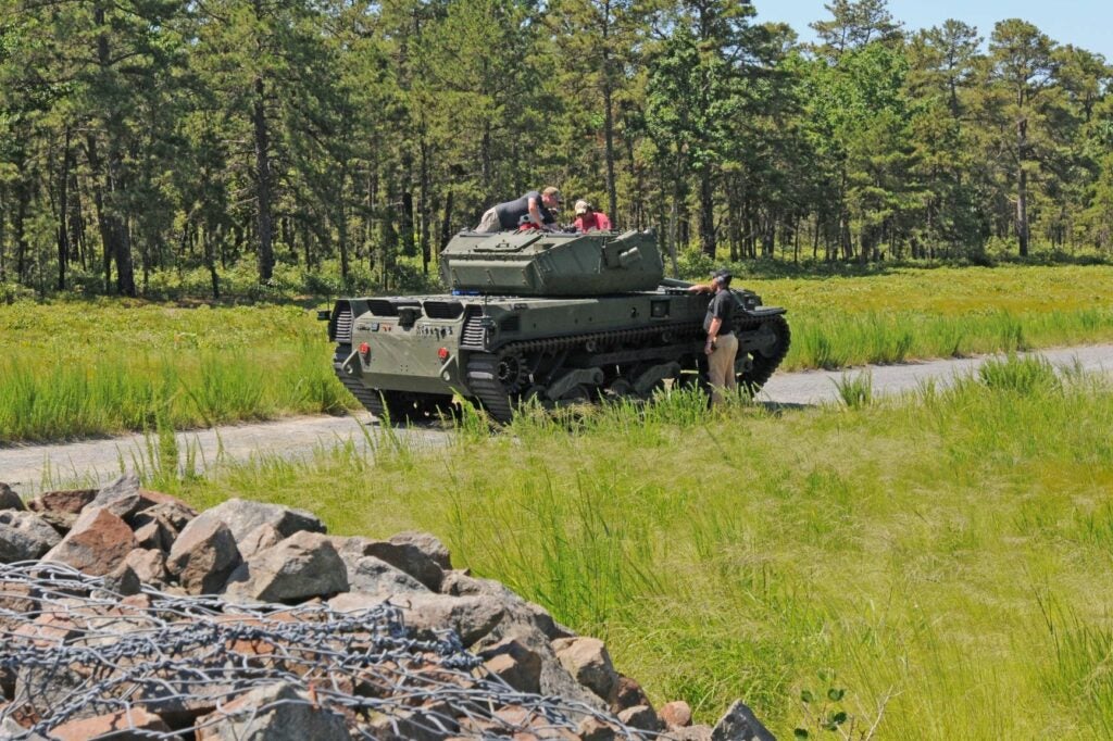 A Robotic Combat Vehicle-Medium prototype going through testing at Fort Dix, New Jersey, on June 29, 2021.
