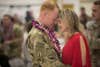 U.S. Army Soldier assigned to the Hillclimbers, 3rd Battalion, 25th Aviation Regiment (General Support Aviation Battalion) reunites with family during a welcome home ceremony on Wheeler Army Airfield, Hawaii, Mar. 10, 2019. The “Hillclimbers” are the CH-47 Chinook Company of the 25th Combat Aviation Brigade and have been deployed for nine-months supporting combat operations, in addition to air-lift operations throughout the U.S. Central Command. (U.S. Army photo by 1st Lt. Ryan DeBooy)