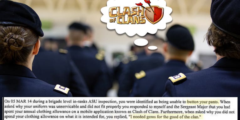 We salute the soldier whose uniform didn’t fit after spending all their money on ‘Clash of Clans’