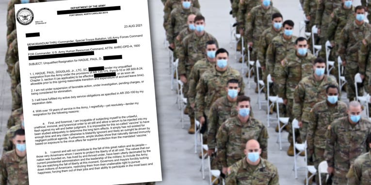 Army refuses to say whether officer’s resignation letter citing ‘Marxist takeover of the military’ is real