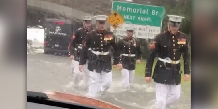 Their car became stuck in flood waters. Then the Marines showed up.