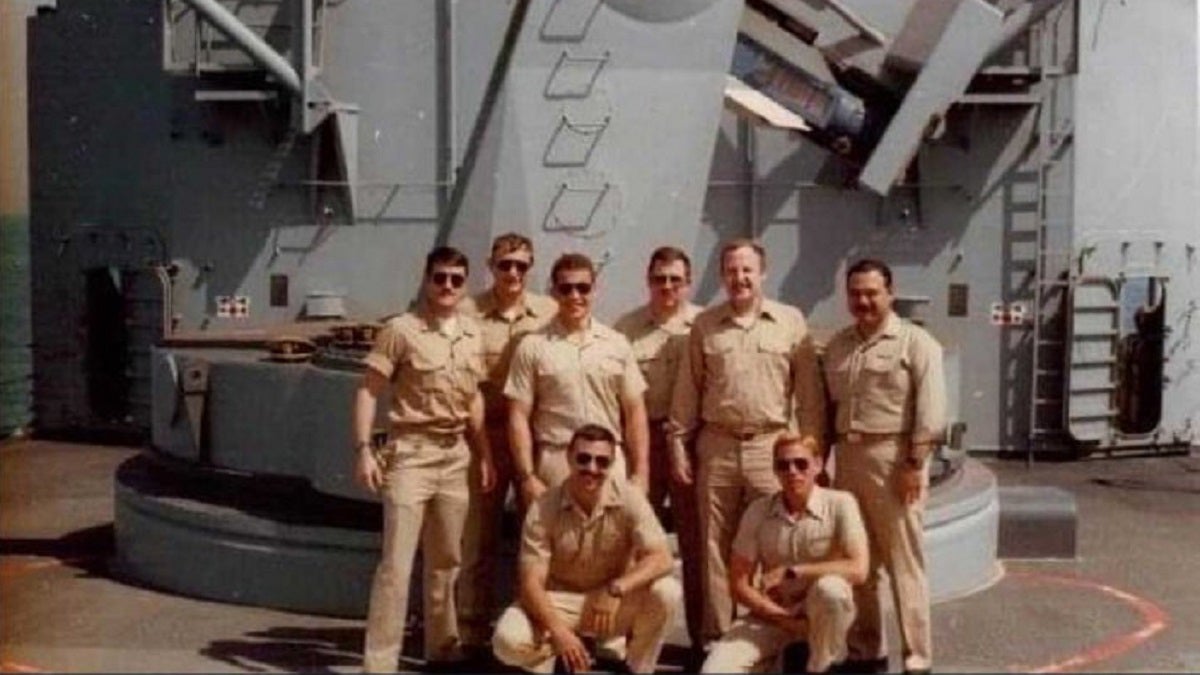 Alex Perez, far right, with his shipmates on the USS Samuel B. Roberts in 1988. (Photo courtesy of the author.)