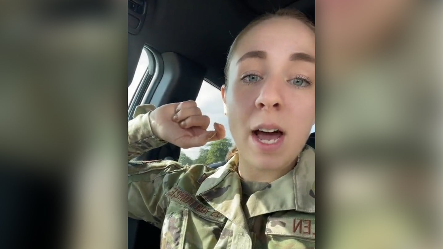 A senior airman asked TikTok viewers on Sept. 16 for help finding jobs for service members who decline the mandatory COVID-19 vaccine. (TikTok / freedomofchoice)