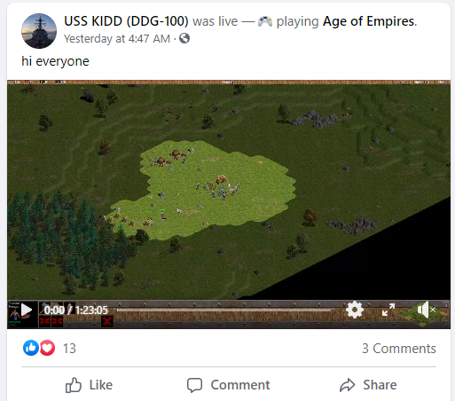 Someone hijacked a Navy warship’s Facebook account so they could livestream ‘Age of Empires’ [UPDATED]