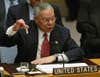 US Secretary of State Colin Powell holds up a vial that he said was the size that could be used to hold anthrax as he addresses the United Nations Security Council 05 February, 2003 at the UN in New York.  Powell urged the UN Security Council to say "enough" to what he said was Iraq's 12 years of defiance of international attempts to destroy its chemical and biological weapons. AFP PHOTO/Timothy A. CLARY (Photo credit should read TIMOTHY A. CLARY/AFP via Getty Images)
