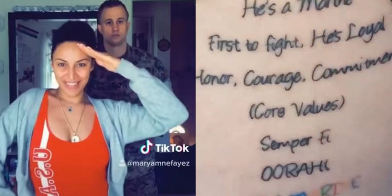A Marine actually got a tattoo based on that cringe viral ‘He’s a Marine’ TikTok video
