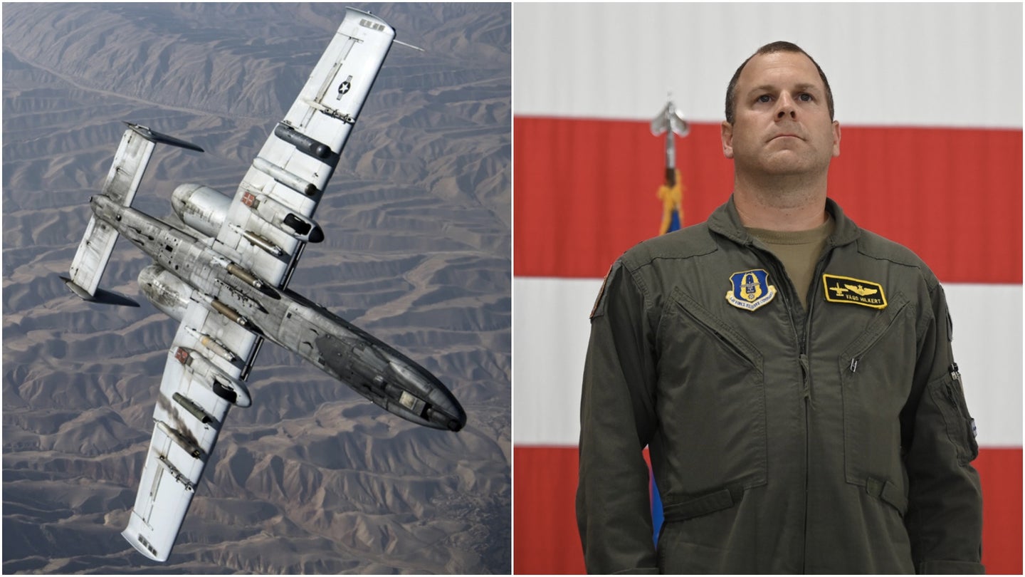 An A-10 Thunderbolt II in flight over Afghanistan and Maj. Mike “Vago” Hilkert, a pilot with the 303rd Fighter Squadron. (Air Force photos by  Staff Sgt. Matthew Lotz, Staff Sgt. Kristin Cerri)