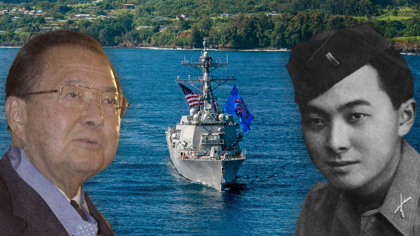 Daniel Inouye, the first Japanese-American to be elected to Congress and a Medal of Honor recipient will be the namesake of the Navy's newest warship. (Task & Purpose photo composite.)