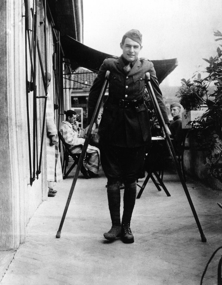 EH 2532P  September 1918  Milan, Italy
Ernest Hemingway, American Red Cross volunteer, recuperates from wounds at ARC Hospital. Milan, Italy.

Please credit "Ernest Hemingway Photograph Collection/John Fitzgerald Kennedy Library, Boston" for the image.