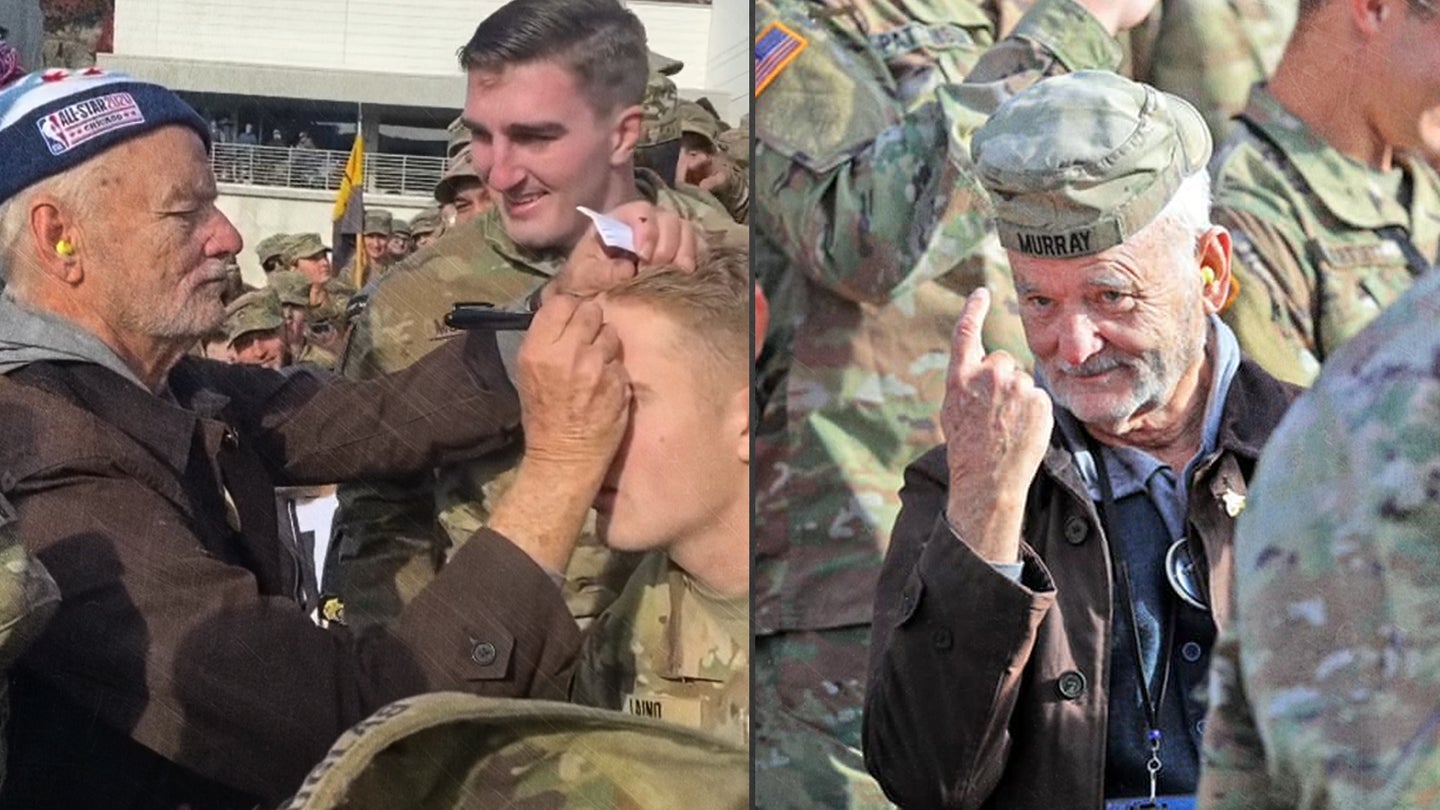 Bill Murray recently left his mark while visiting West Point cadets during a football game. (U.S. Military Academy/Facebook)