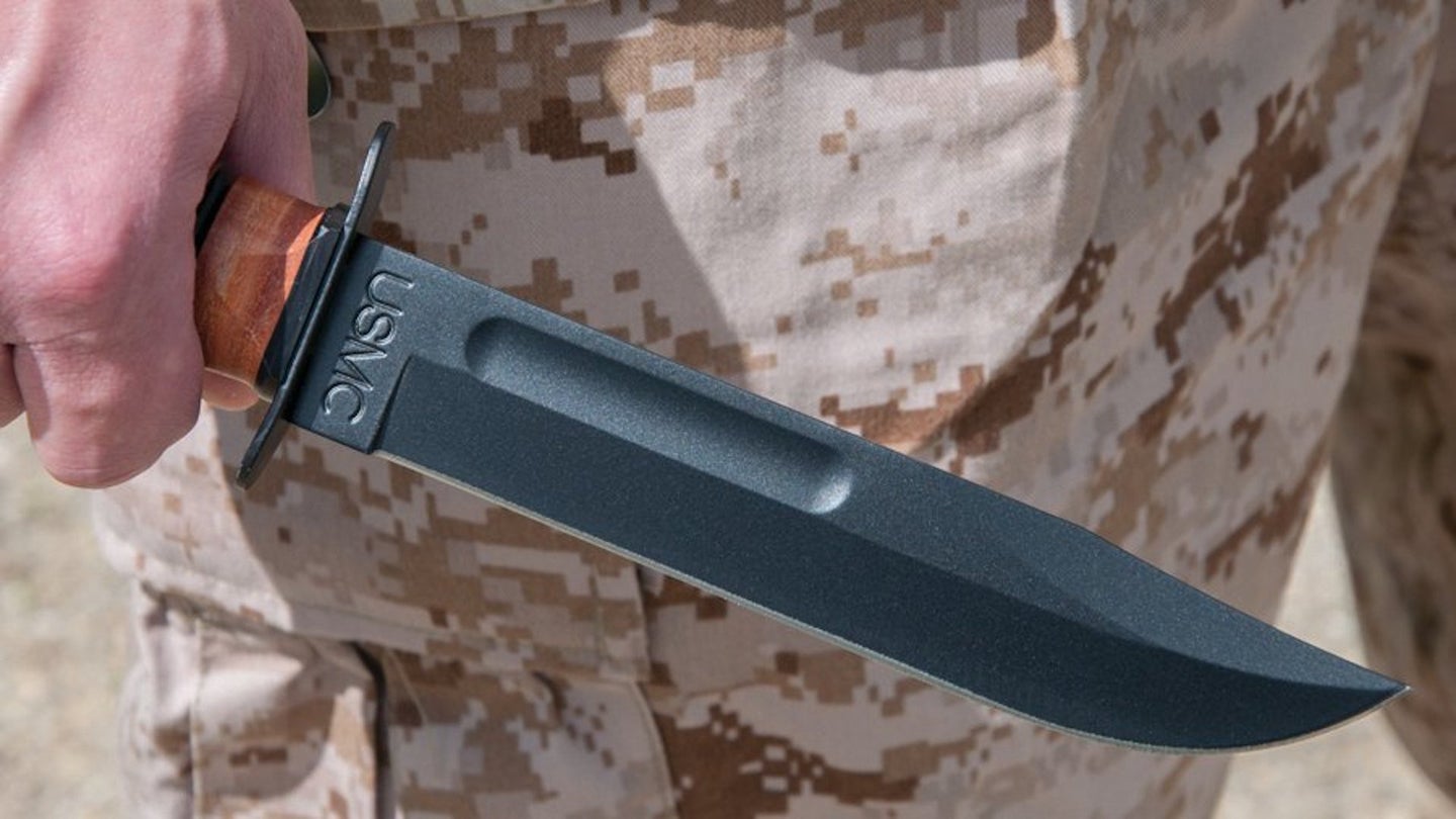A Ka-Bar Marine Corps fighting knife.