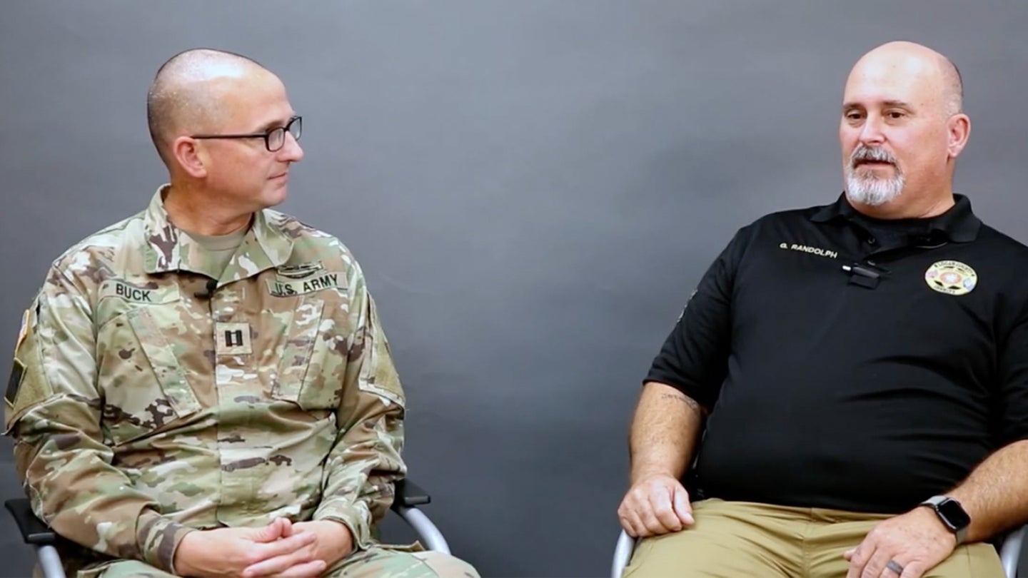 Oklahoma Army National Guardsman, Capt. Christopher Buck, donated a kidney to retired Oklahoma Army National Guardsman and deputy sheriff for Logan County, Greg Randolph, after finding out he was placed on the transplant list. (OK Guard video / Leanna Maschino)