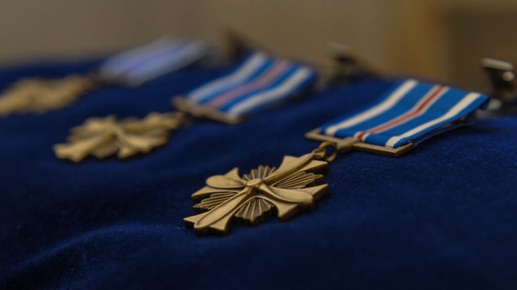 Three Air Commandos assigned to the 15th Special Operations Squadron received the Distinguished Flying Cross at Hurlburt Field, Fla., Sept. 8, 2017. The DFC is awarded for heroic or extraordinary achievement in flight and can be awarded to an officer or enlisted member in any branch of the military. (Airman 1st Rachel Yates/U.S. Air Force)