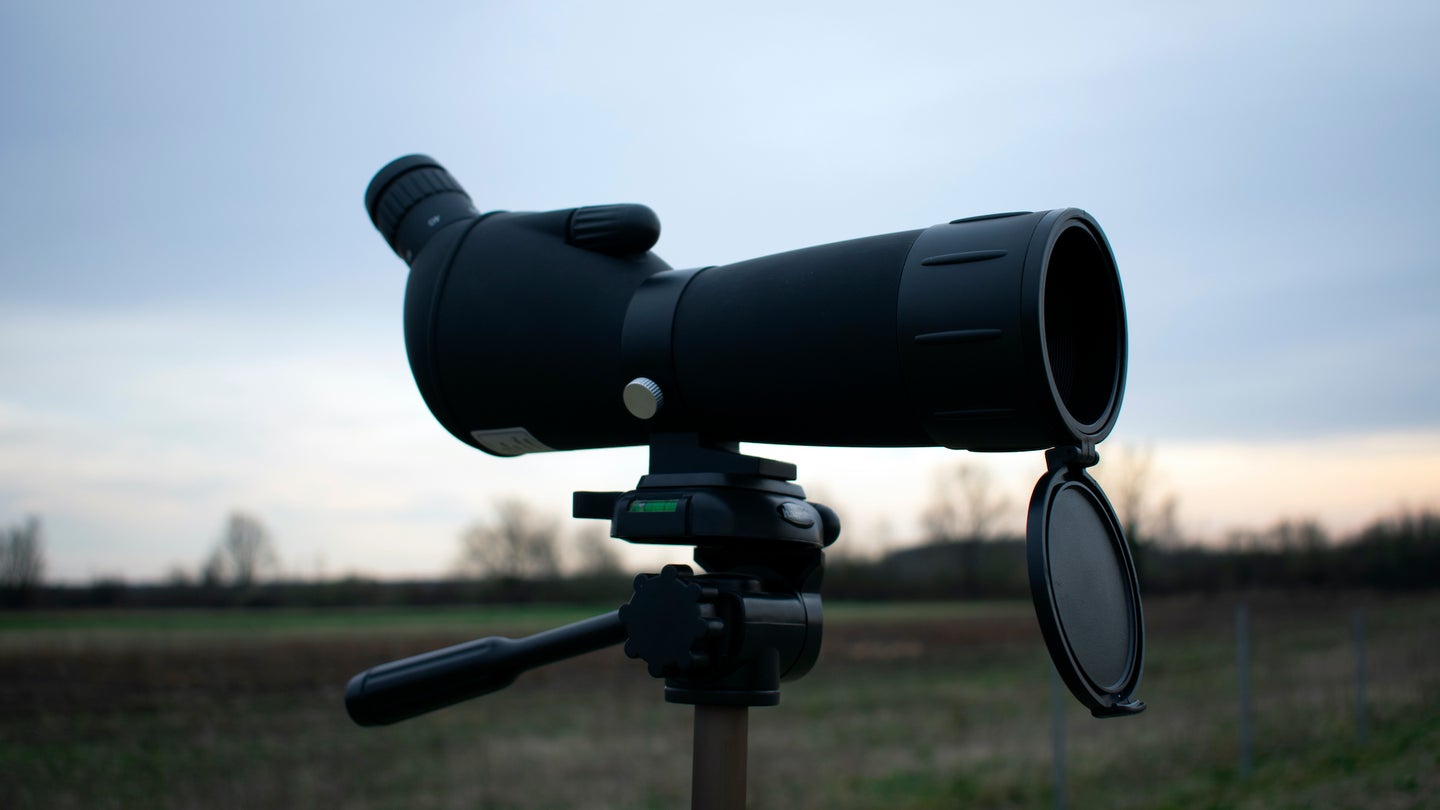 A spotting scope on a tripod.
